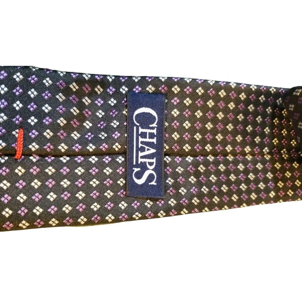 Chaps Boy Suit Neck Tie Black Purple Geometric‎ Clip On Holiday Church Designer